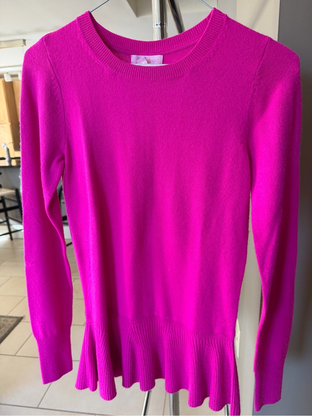 Lilly Pulitzer Fuchsia Crewneck Peplum Sweater